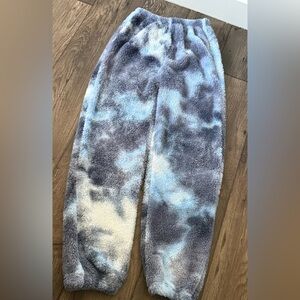Cozy Kids Fleece Pants - Blue and Gray